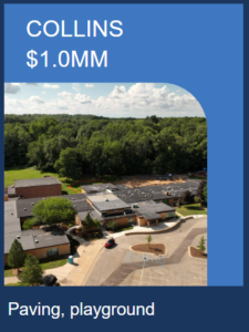 Collins elem. drone shot for $1.0MM for paving, playground