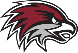 red hawk logo for the FHE Hawks