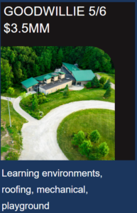 Goodwillie drone shot for $3.5 mm for learning environments, roofing, mechanical, playground